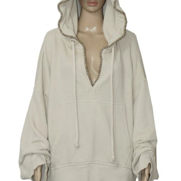 Free People Era Hoodie Drawstrings Ribbed Pullover Metal Jacket XL - Picture 3 of 6